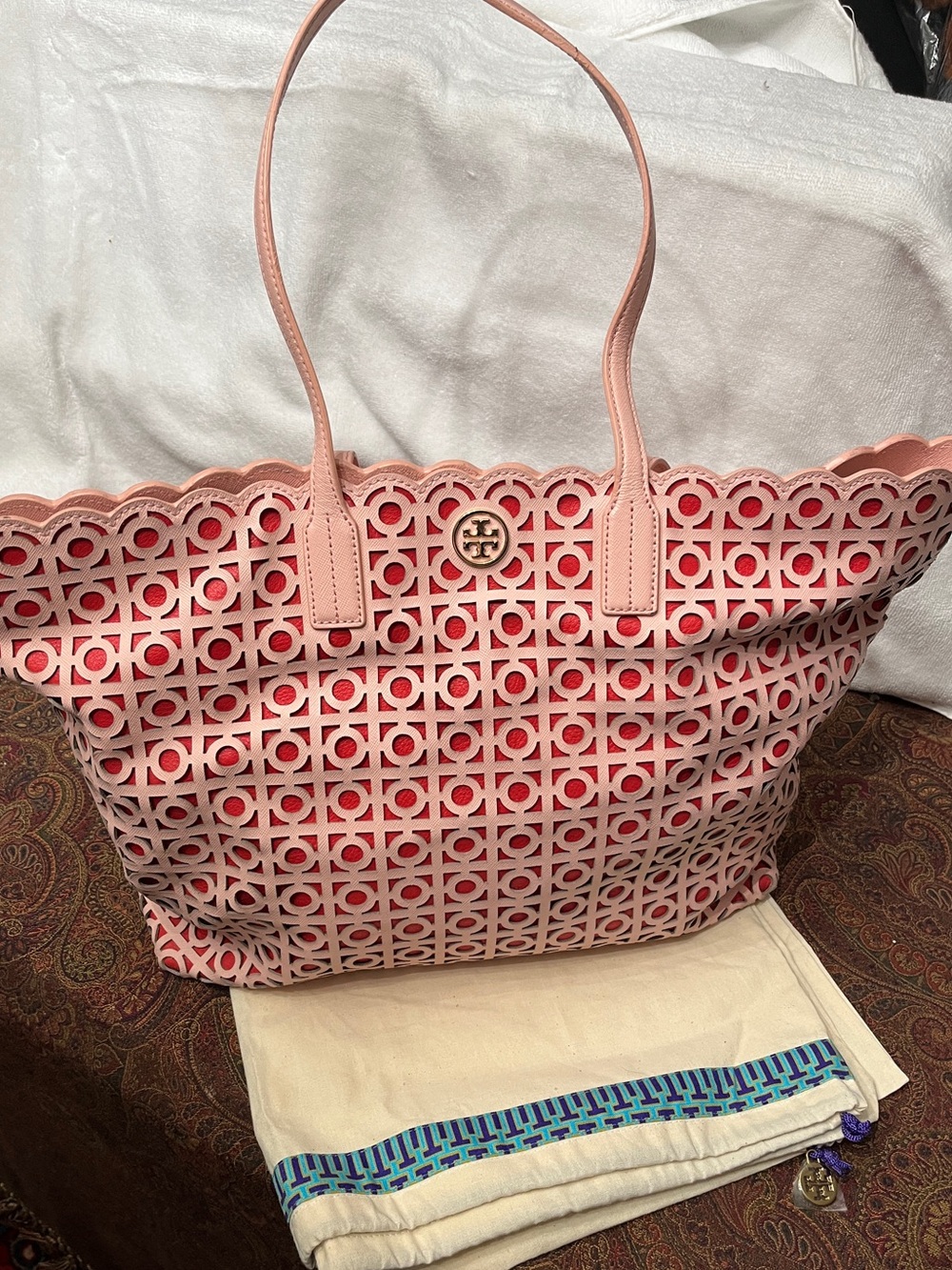 Authentic Tory Burch Kelsey East West Tote Blush Pink Like New Dust Bag